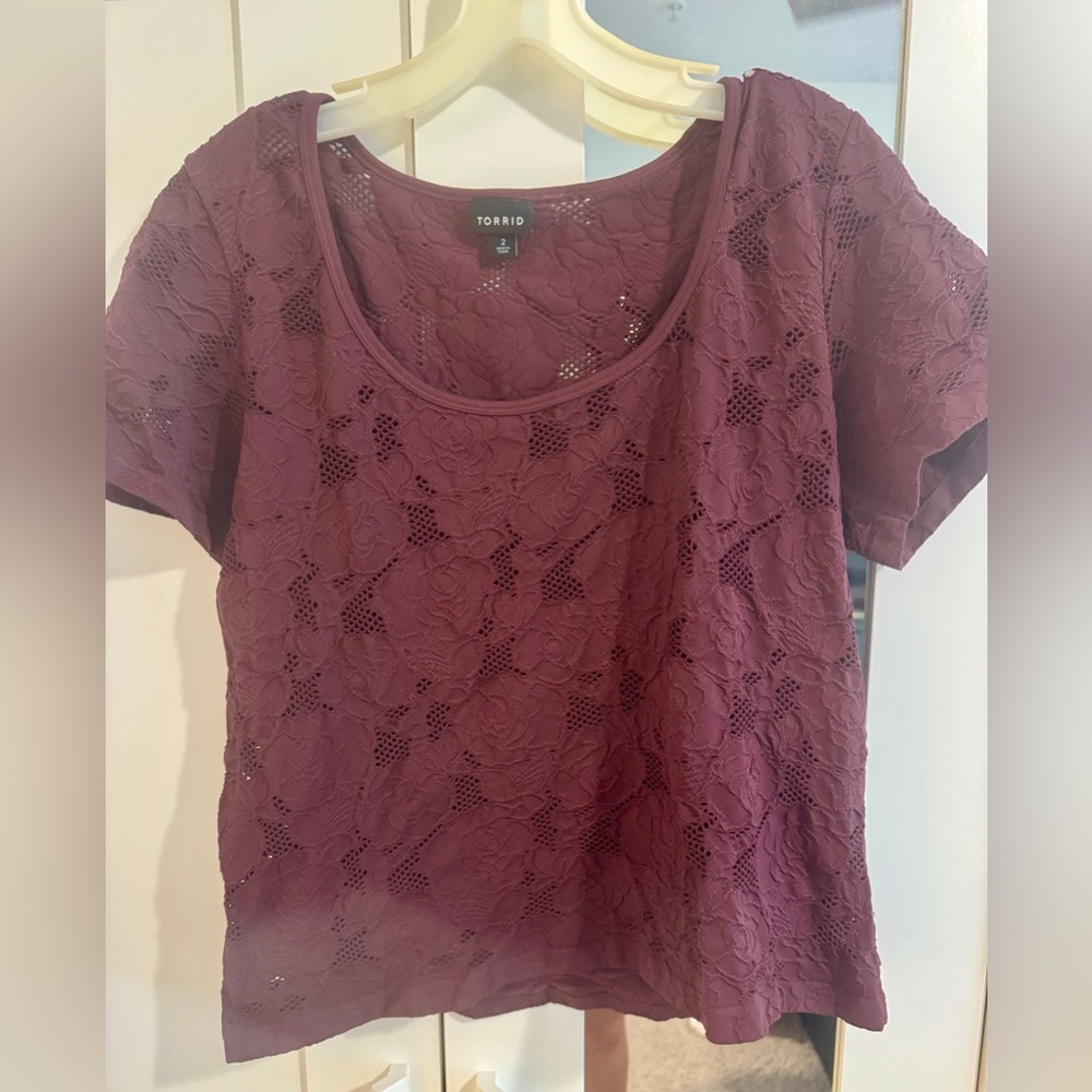 Torrid Maroon Lace Top!